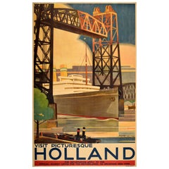 Original Vintage Cruise Ship Travel Poster Picturesque Holland Machiel Wilmink