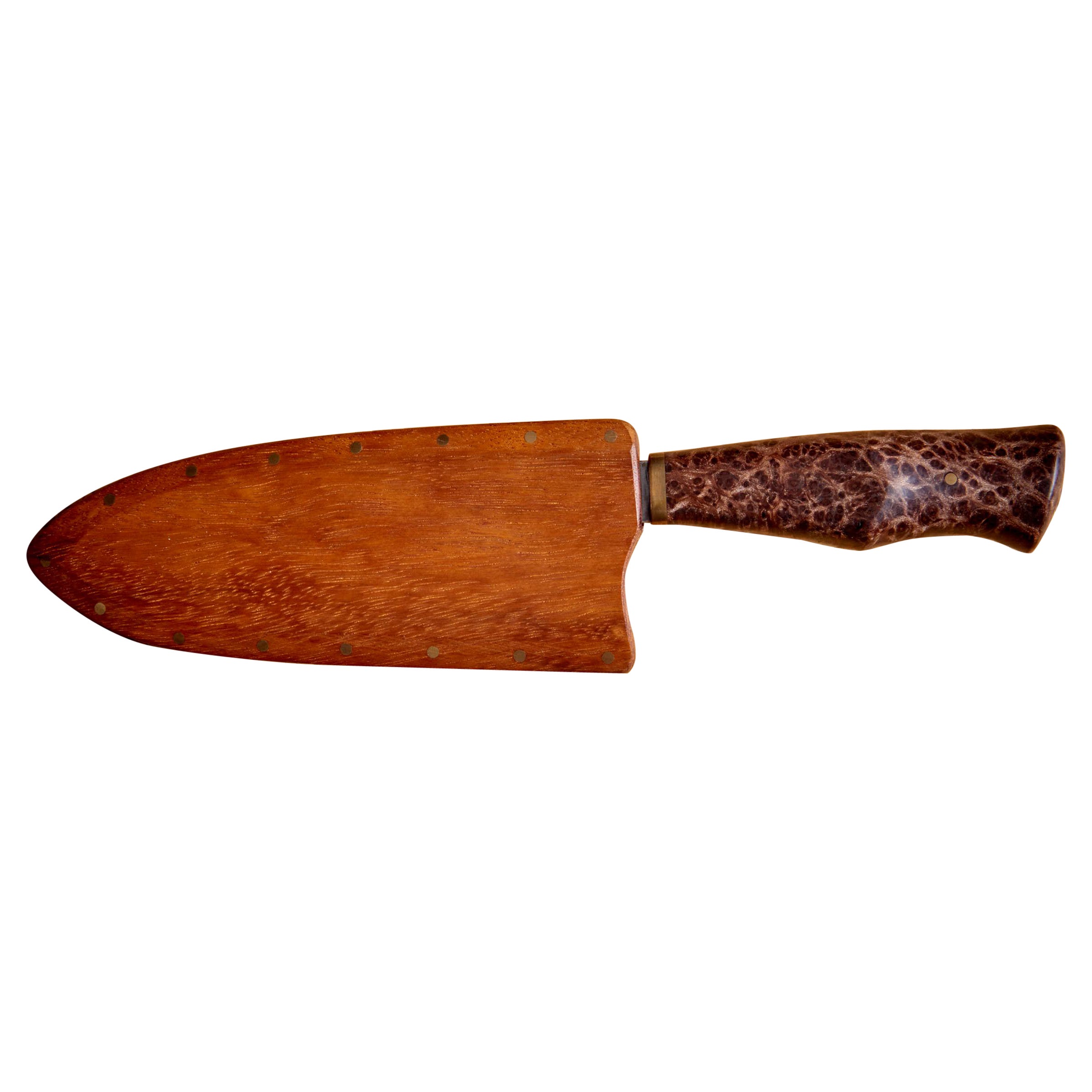 Dave Jacobson Knife with Redwood Burl Handle and Teak Knife Sheath, USA - 2023