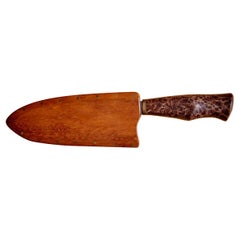 Antique Dave Jacobson Knife with Redwood Burl Handle and Teak Knife Sheath, USA - 2023