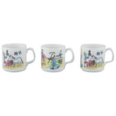 Rörstrand, three Pippi Longstocking mugs in porcelain. Late 20th C.