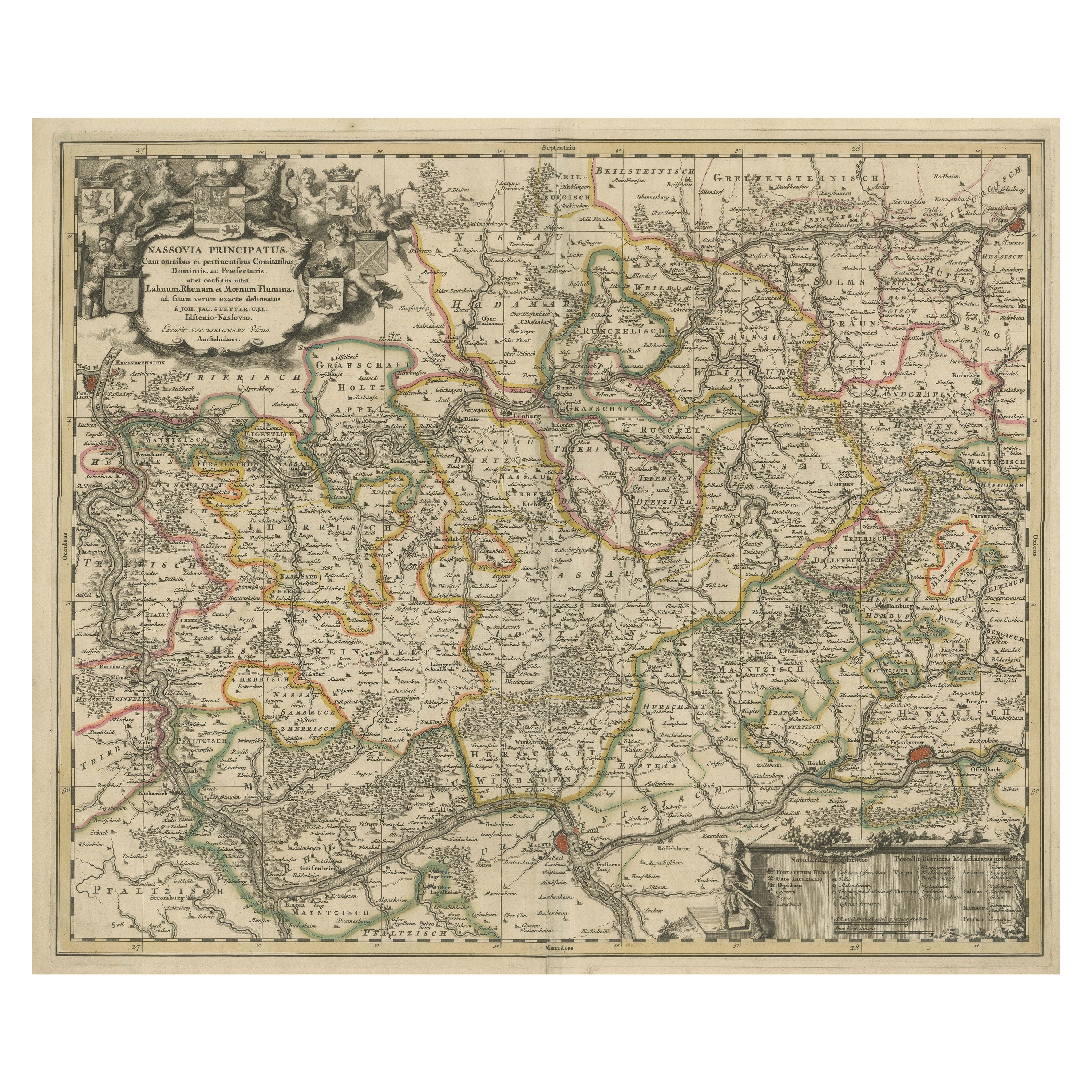 Carte ancienne de la région de Nassau dans l'ouest de l'Allemagne