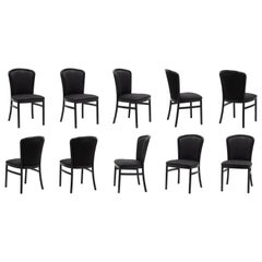 Postmodern Italian Black Lacquer Tonon Dining Chairs Ello - a Set of Ten