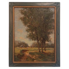 Used Early 20th Century American Impressionist Landscape Original Oil Painting Signed