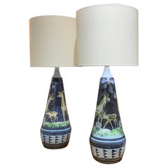 Retro Pair of ceramic lamps Nila Keramik Sweden 1960 