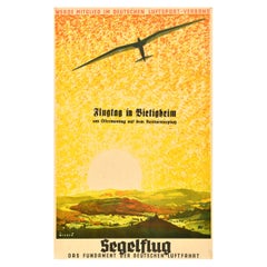 Original Vintage Sport Poster Segelflug Gliding German Aviation Jupp Wiertz