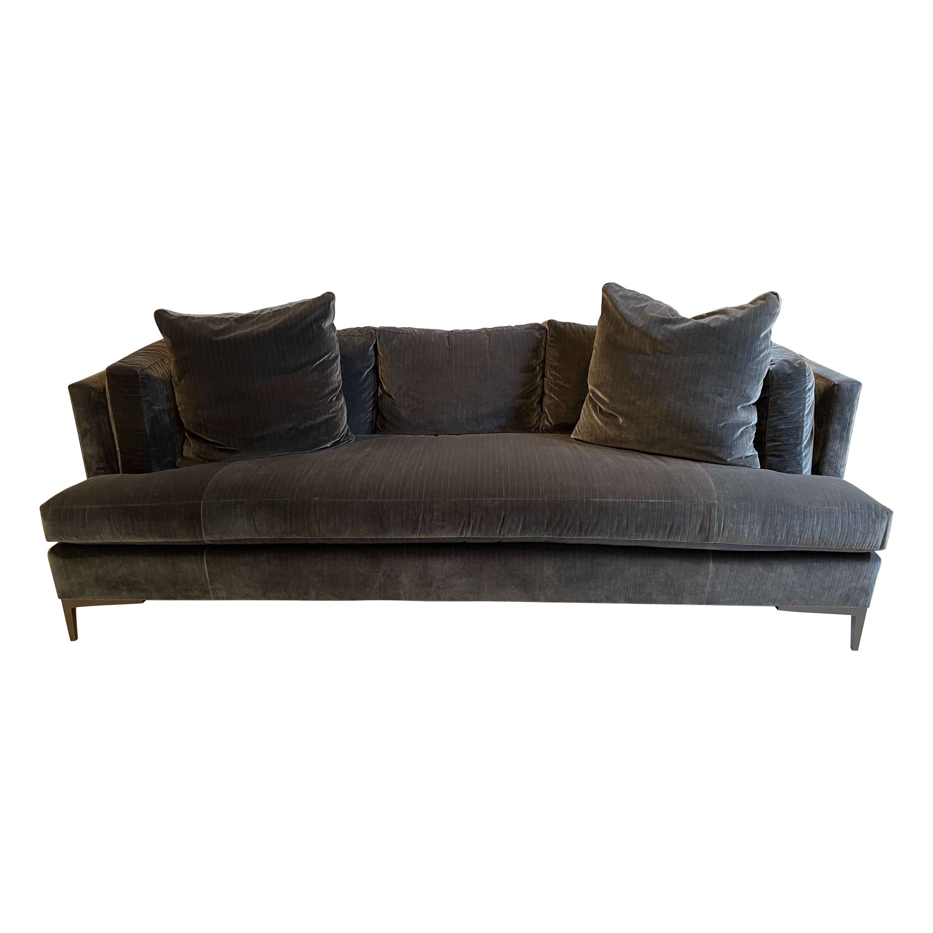 Theodore Alexander Aiden Velvet Sofa With Modern Metal Legs For Sale