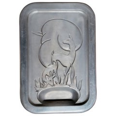 Retro Art Deco Gazelle Aluminum Serving Platter by Griswold
