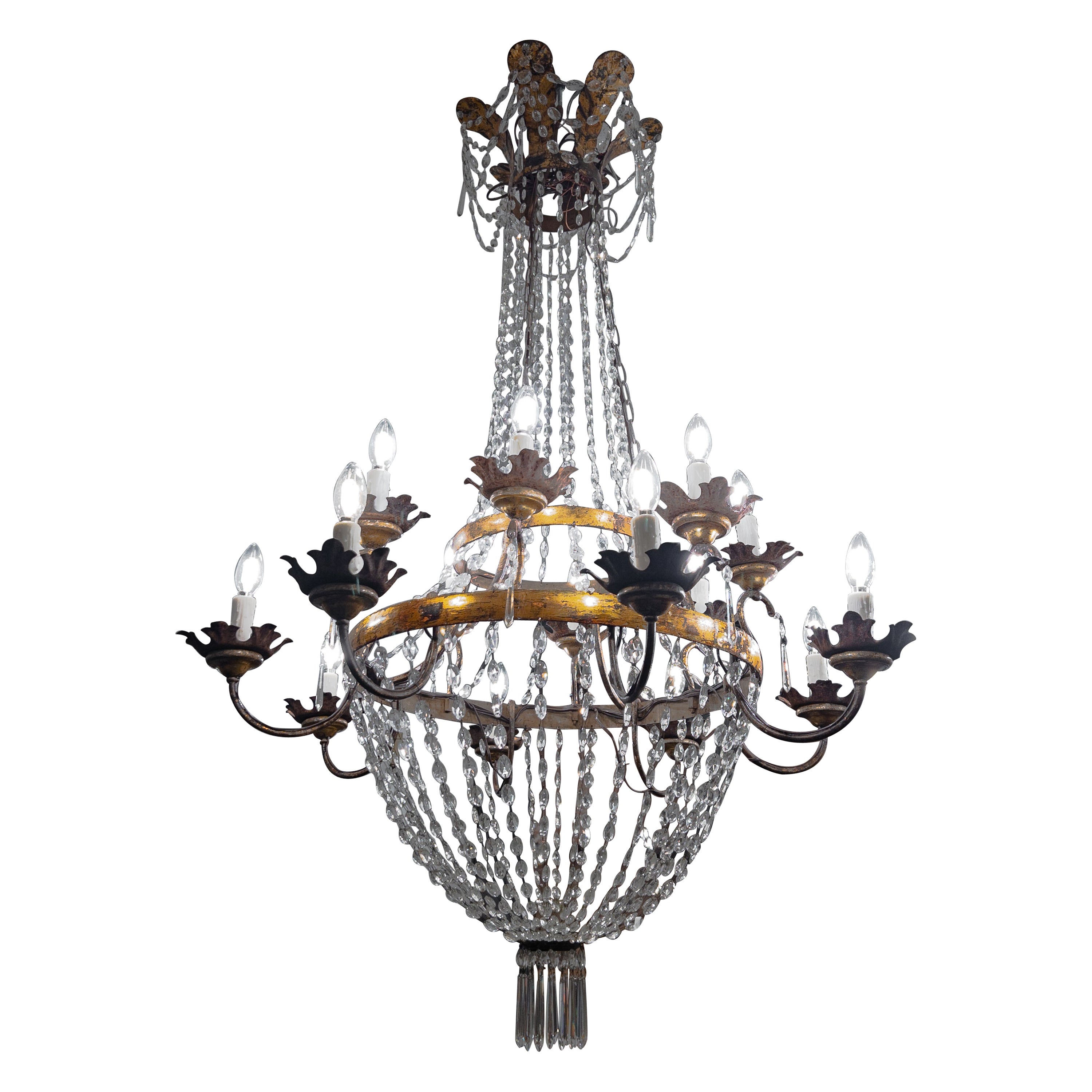 19th Century Directoire Style Crystal Chandelier (2 Available)