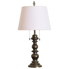 Continental Baroque Style Tall Cast Brass Table Lamp, Mid-20th Century