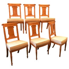 Set of 6 Neo-Classic Birdseye Maple Chairs, Brussels, Circa: 1825