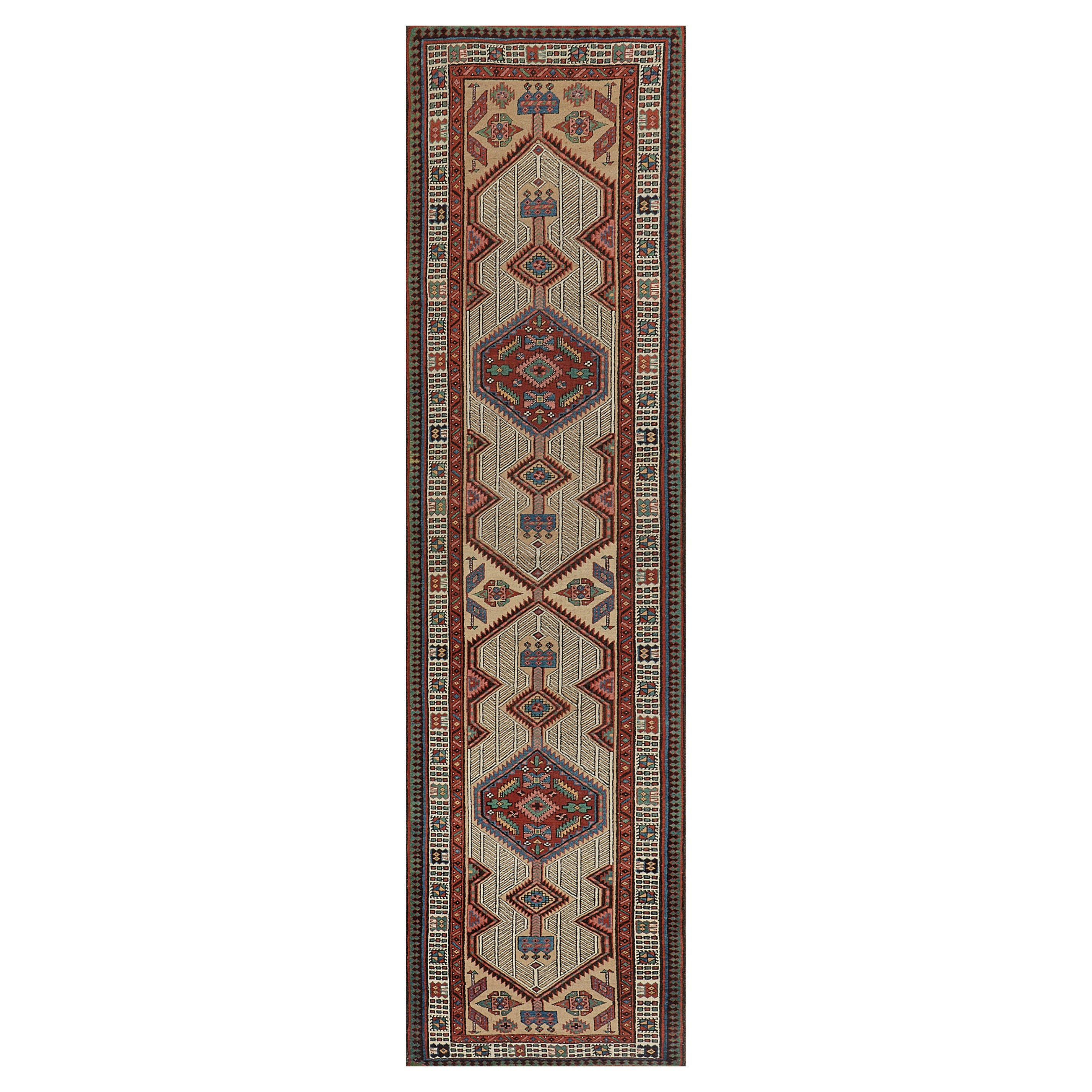 Hand-Knotted Antique Persian Serab Runner