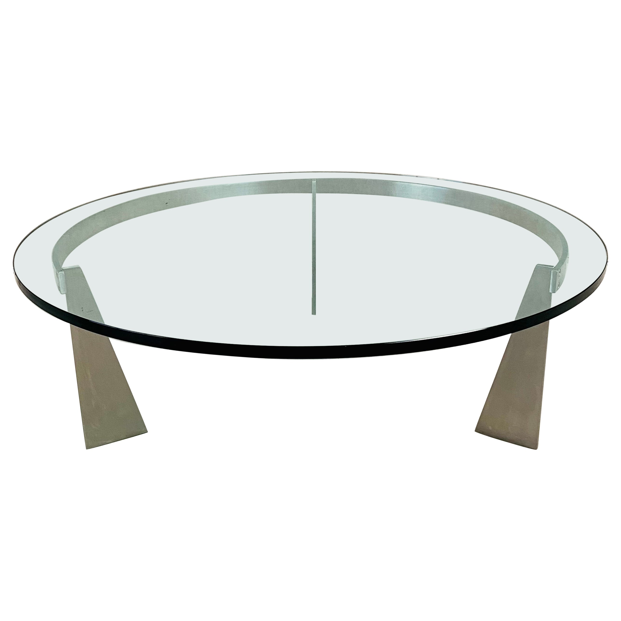 Glass and Steel Coffee Table "G3" by Just Van Beek for Metaform Netherlands 1980 For Sale