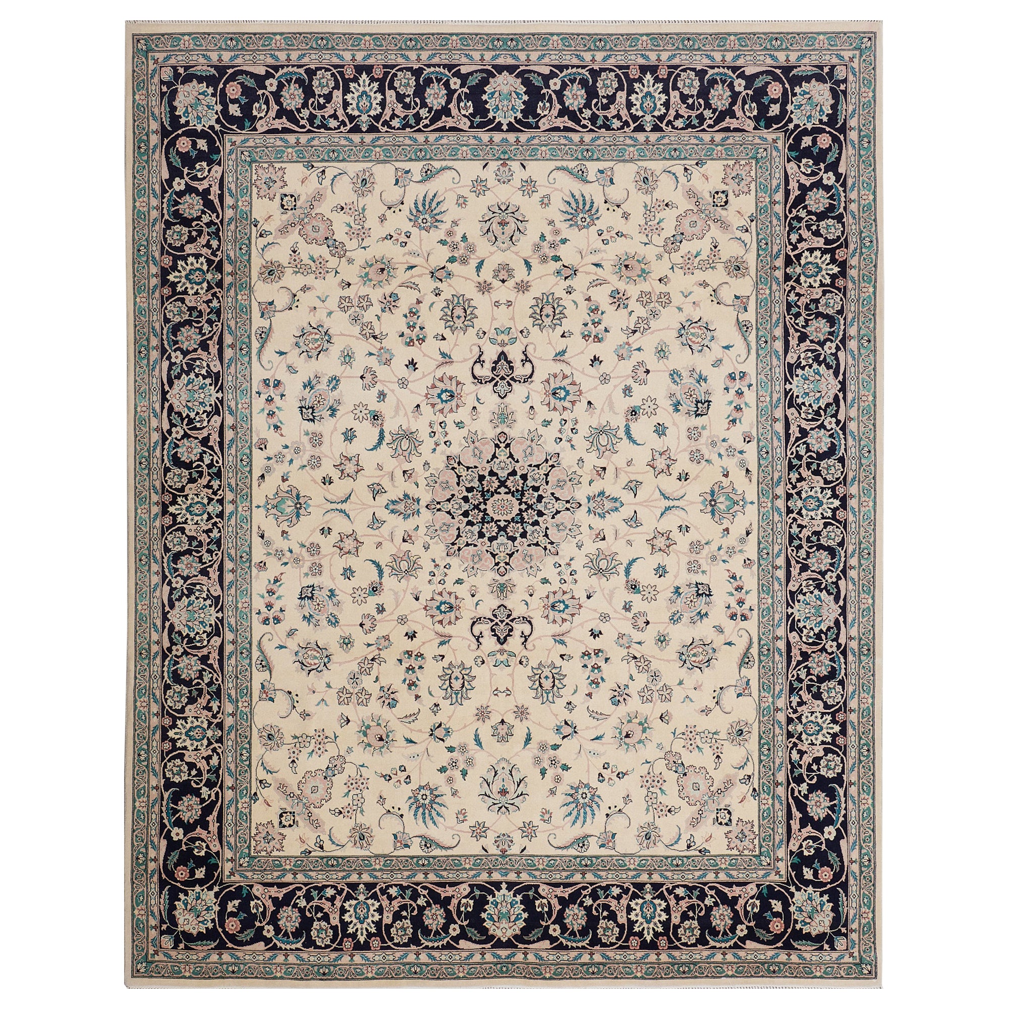 Contemporary Hand-Knotted Wool Revival Floral Tabriz Rug For Sale