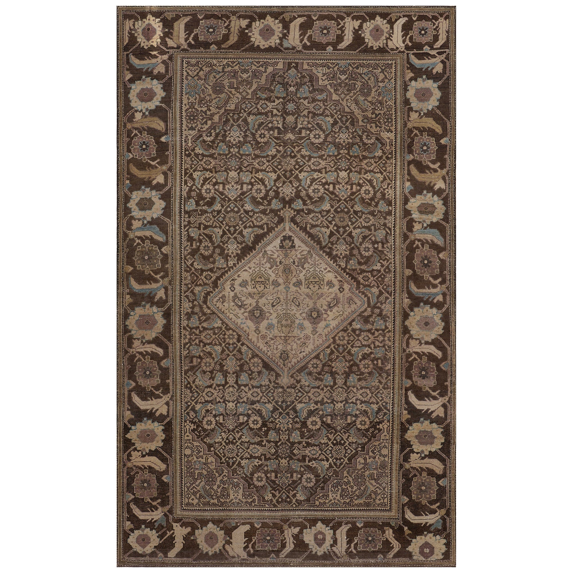 Traditional Hand-Knotted Wool Persian Malayer Rug For Sale
