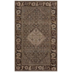 Antique Traditional Hand-Knotted Wool Persian Malayer Rug