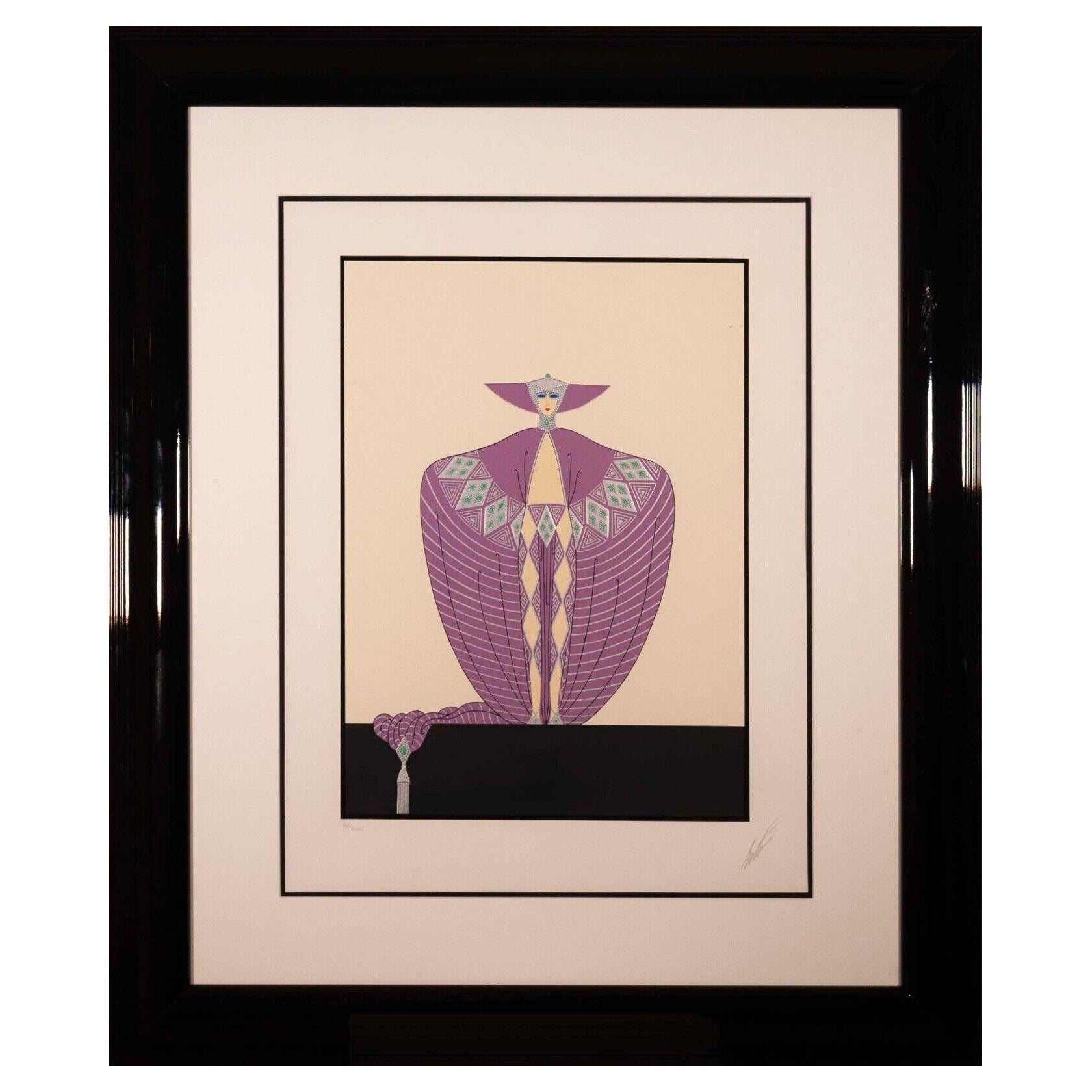 Erte La Somtueuse Signed Art Deco Silver Embossed Serigraph 16/300 Framed For Sale