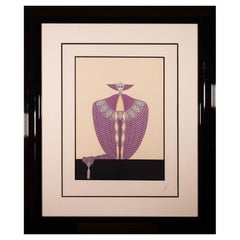 Erte La Somtueuse Signed Art Deco Silver Embossed Serigraph 16/300 Framed