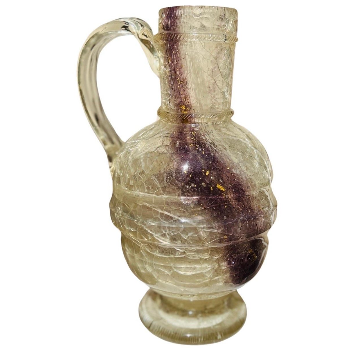 After The Roman Antique - Rock Crystal, Glass & Gold Flecking Grand Tour Pitcher