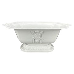 Snowbird White Painted Cast Iron Planter Jardiniere Centerpiece