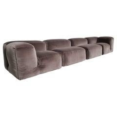 Le Mura 4-Seater Sofa in taupe cotton velvet by Mario Bellini for Cassina, 1970s
