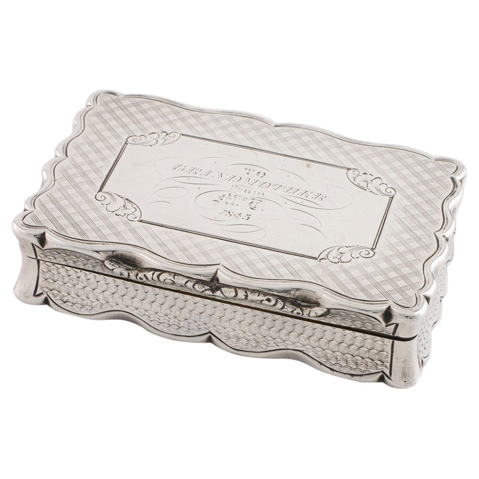 Nathaniel Mills Sterling SIlver Snuff Box Birmingham 1843