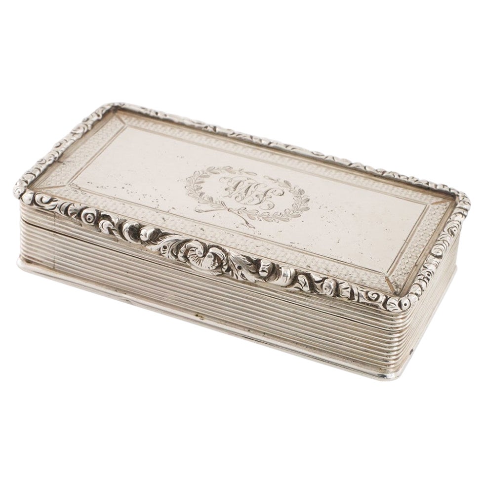 Edward Smith Sterling Silver Snuff Box Birmingham 1838 For Sale