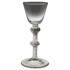 Double Knopped Georgian Air Twist Wine Glass c1750