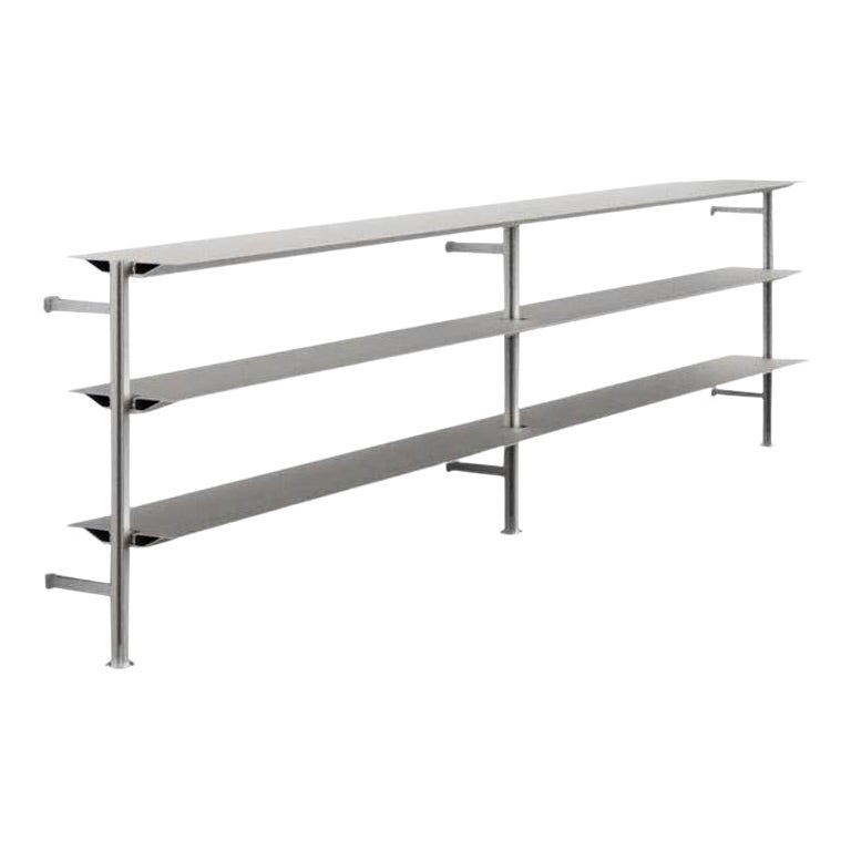 Grey Wall Mounted Hypótila Shelving with Silver Aluminium Finish Ex.6 For Sale