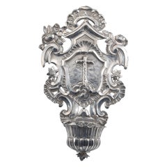 Antique Silver Holy Water Font or Stoup. Valladolid, Spain, 1788.