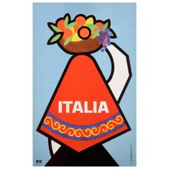 Original Vintage Travel Poster Italia Italy Fruit Midcentury Modern ENIT Design