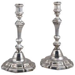 Antique Pair of silver candle holders. ASPIAZU, San Sebastián, circa late 18th century