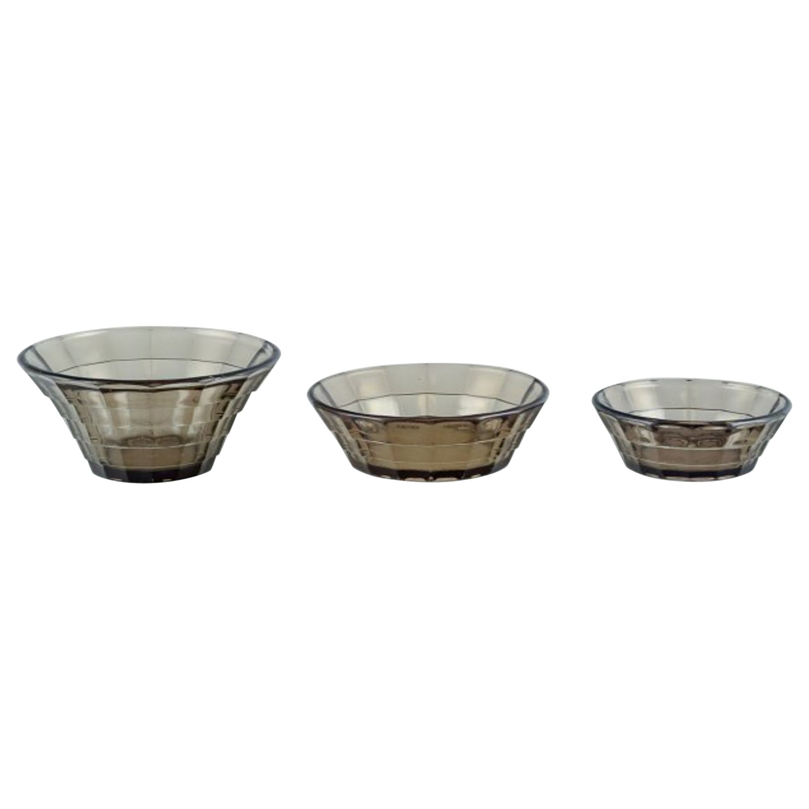 Simon Gate for Orrefors/Sandvik. Set of three Art Deco bowls in glass.