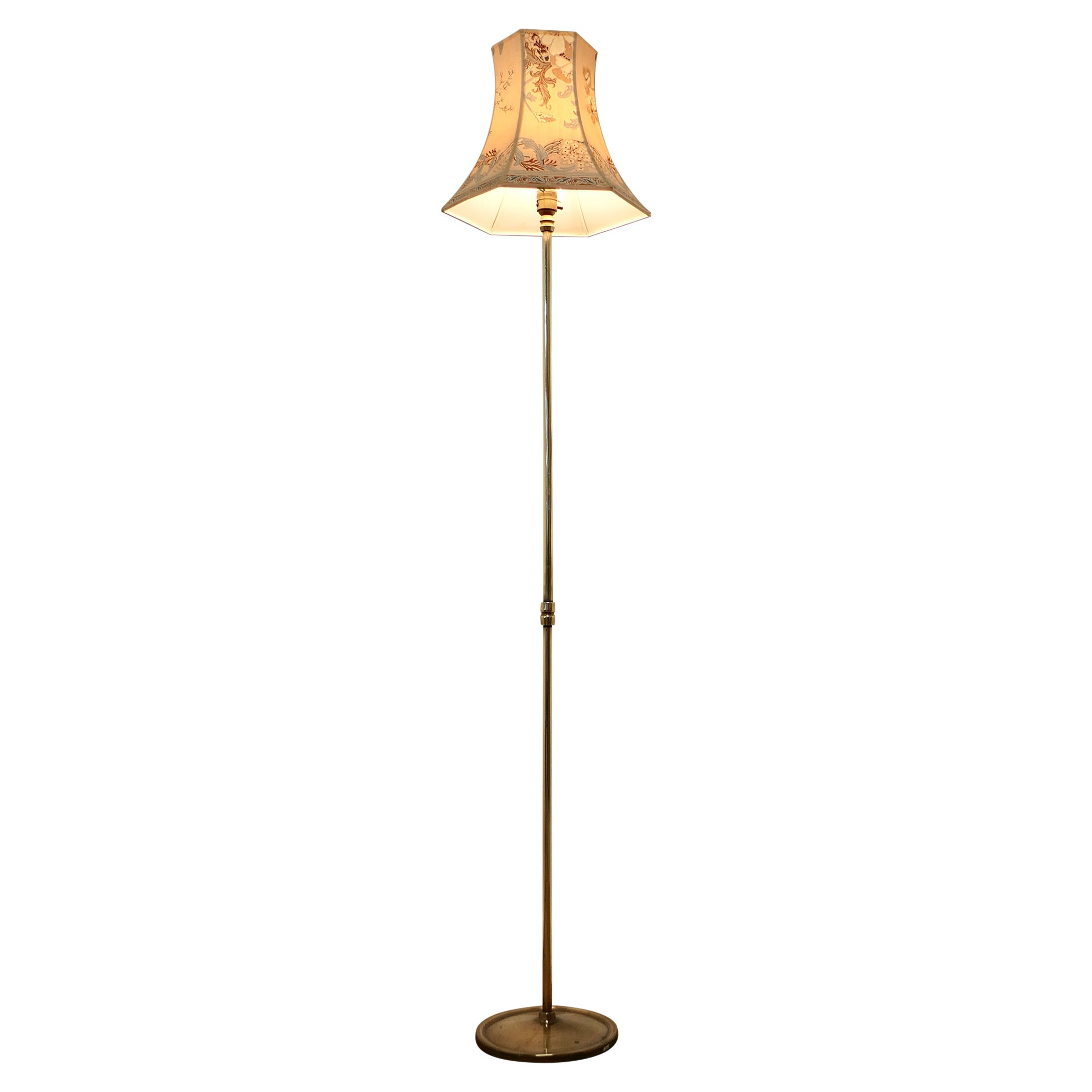 Brass Arts and Crafts Brass Column Floor Lamp     For Sale