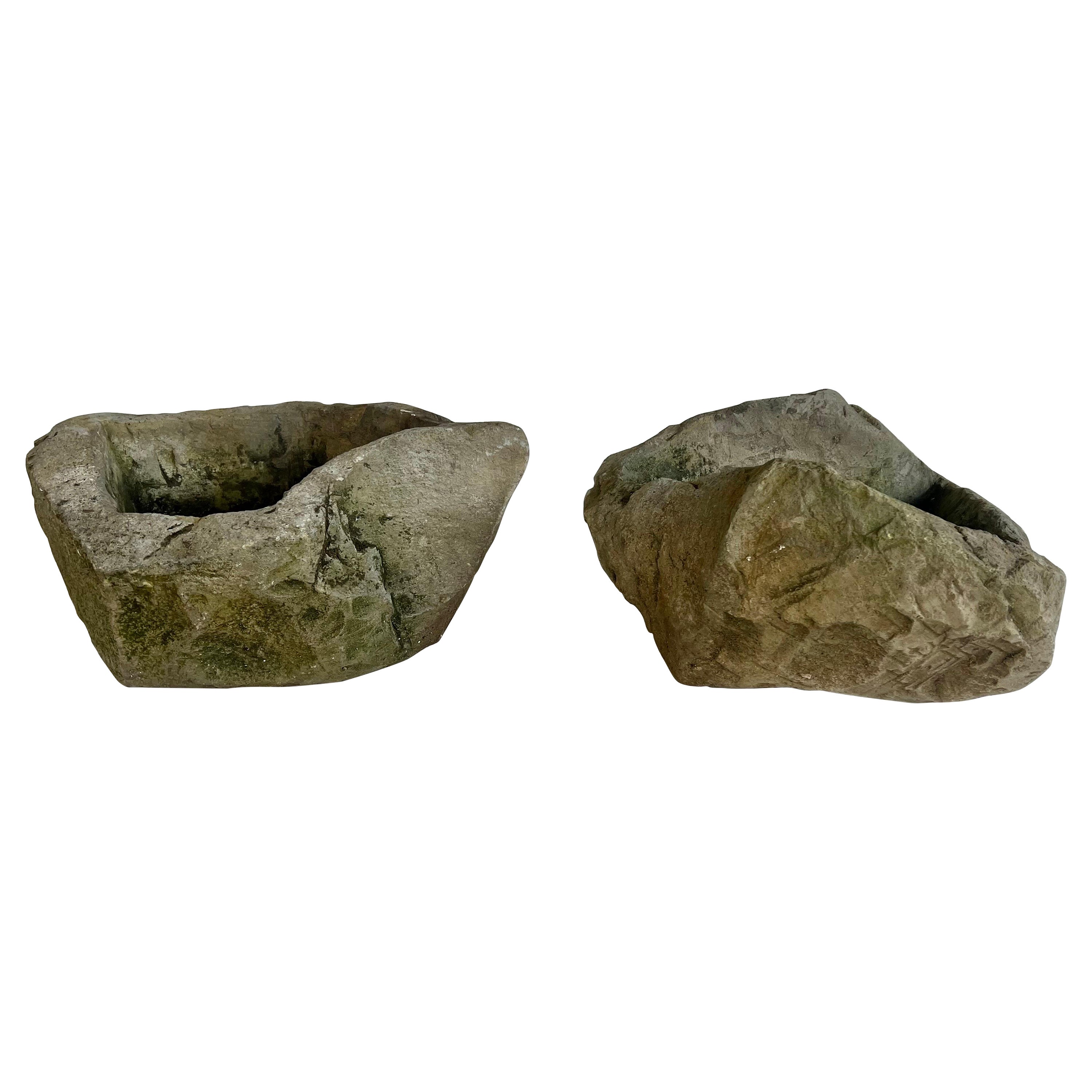 Pair of Organic Rock Planters C. 1960's For Sale