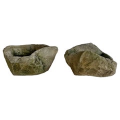 Retro Pair of Organic Rock Planters C. 1960's