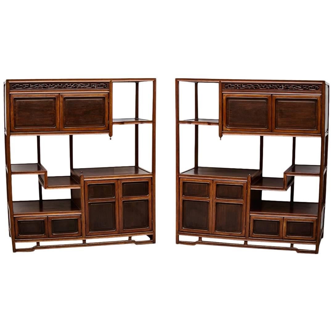 Pair of Japanese Tansu Cha Cabinets in Teak