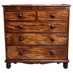 Used English Chest of Drawers Burl Mahogany Victorian Dresser Cabinet
