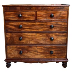 Antique English Chest of Drawers Burl Mahogany Victorian Dresser Cabinet