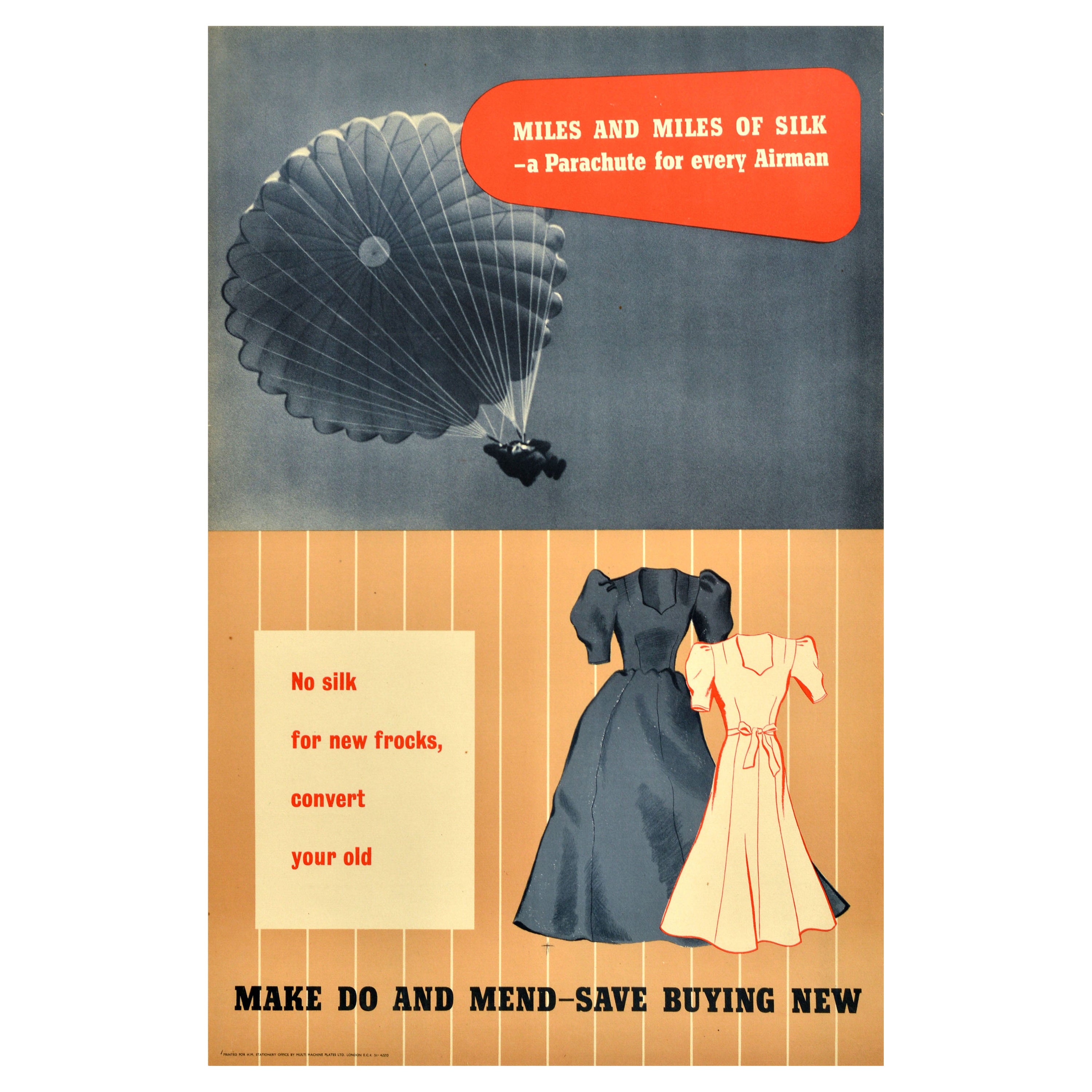 Original Vintage WWII Poster Make Do And Mend Save Buying New Clothing Rationing For Sale