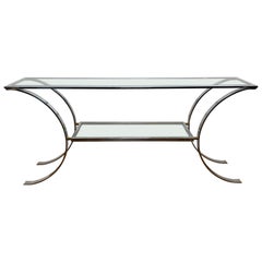 Chrome and Glass Console Table in the Style of Milo Baughman Circa 1970s