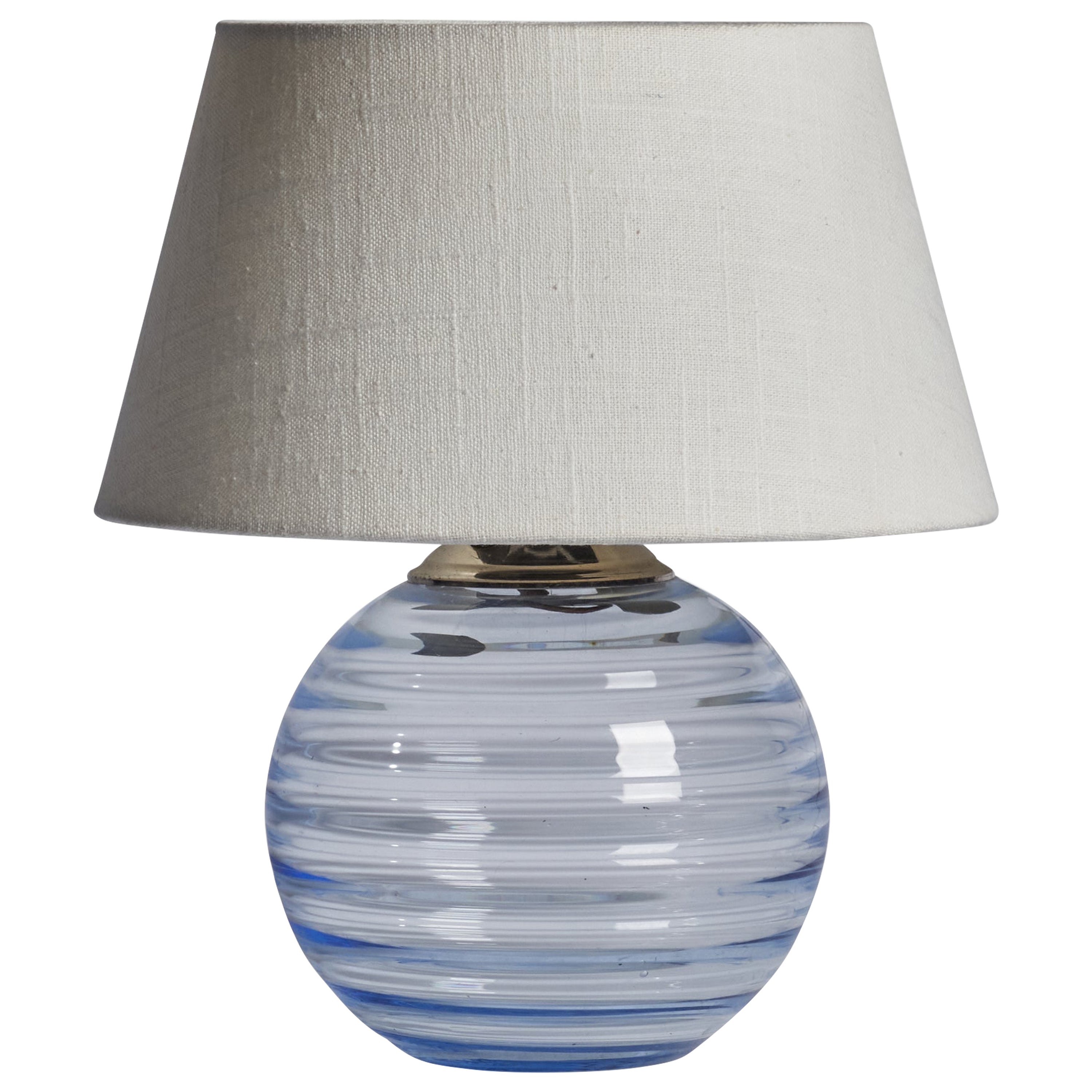 Ewald Hald, Lampada da tavolo, vetro, metallo cromato, Svezia, anni '30
