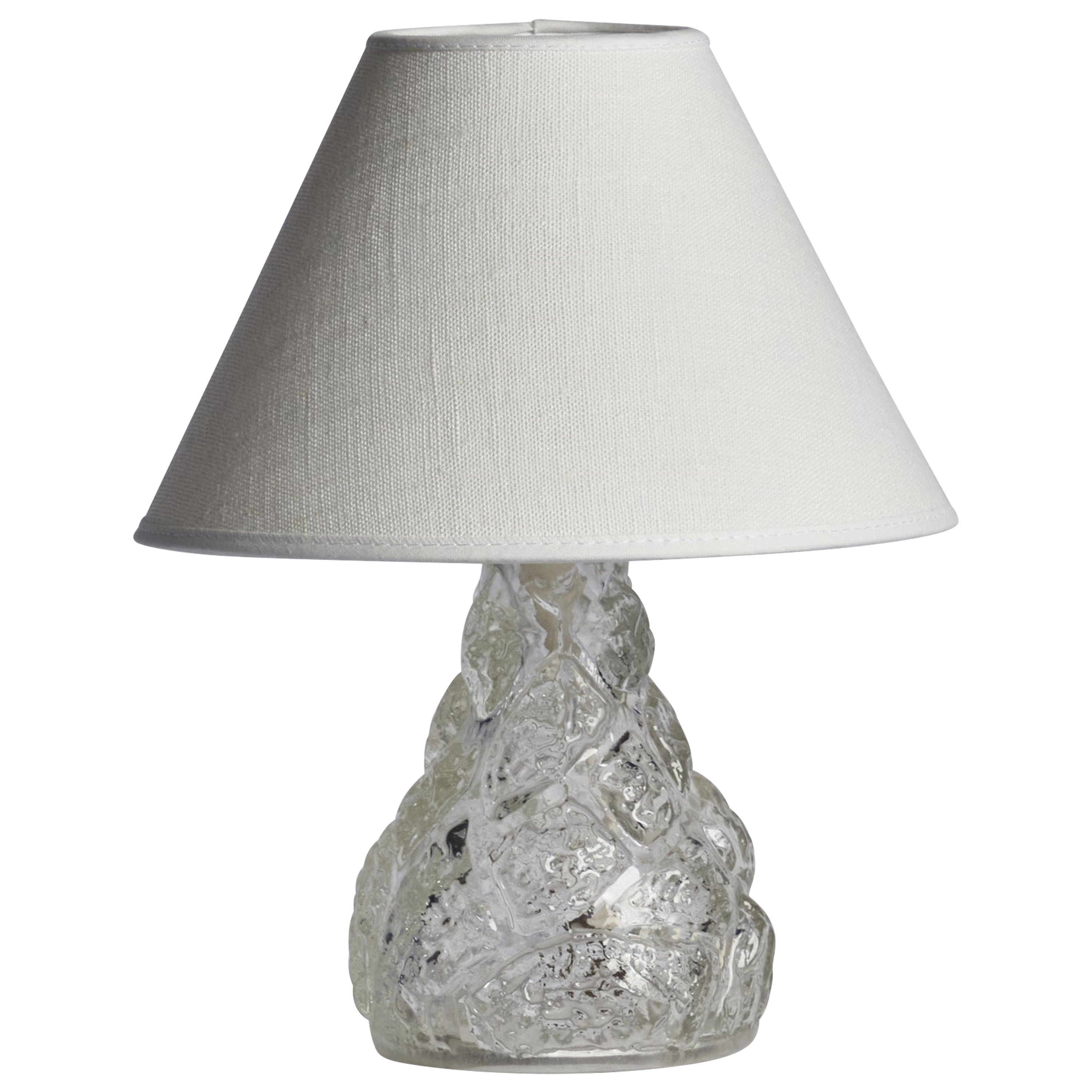 Diseñador sueco, lámpara de mesa de forma libre, cristal, Suecia, años 40