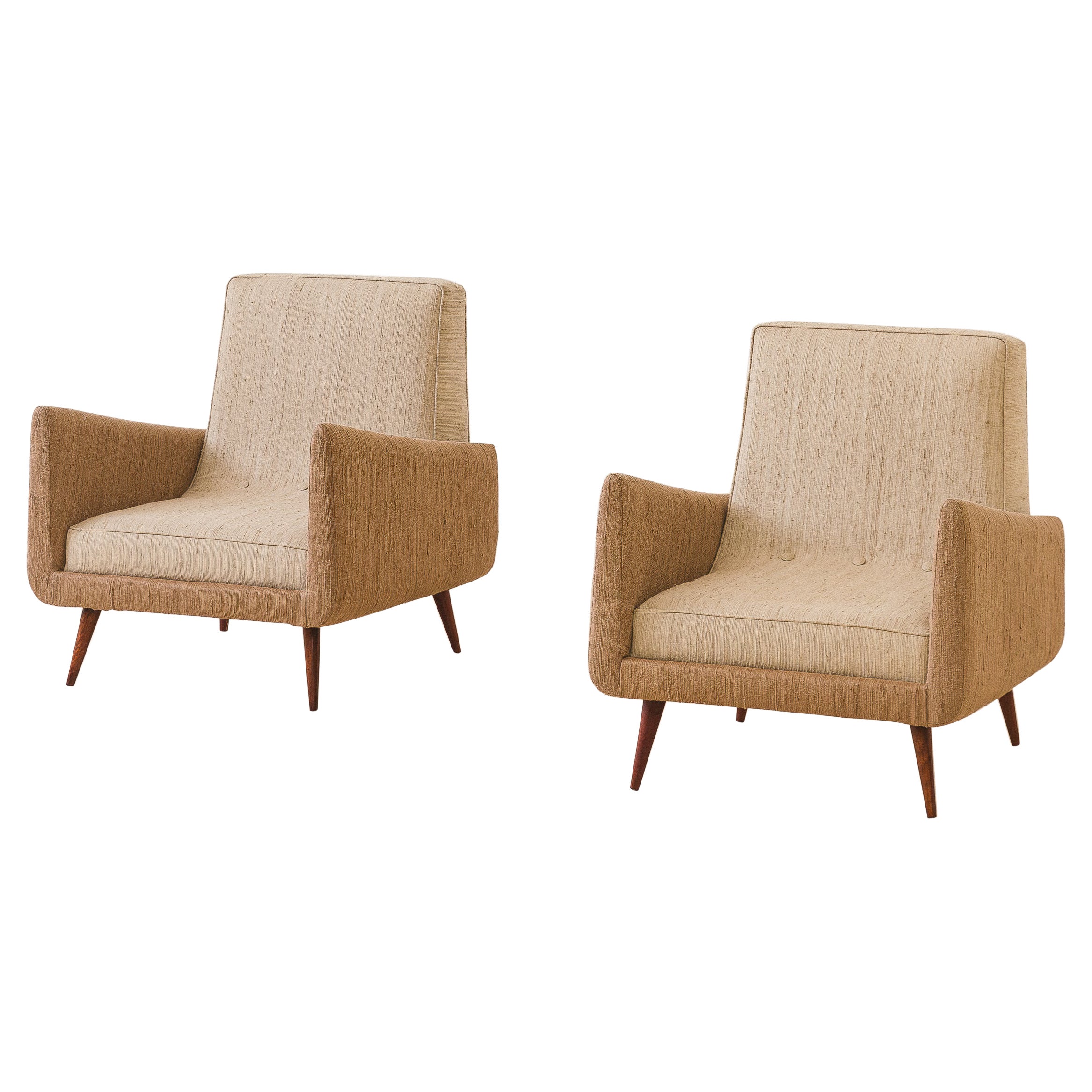 Jorge Zalszupin 801 Armchairs, Rosewood and Fabric, Brazilian MidCentury, 1959 For Sale