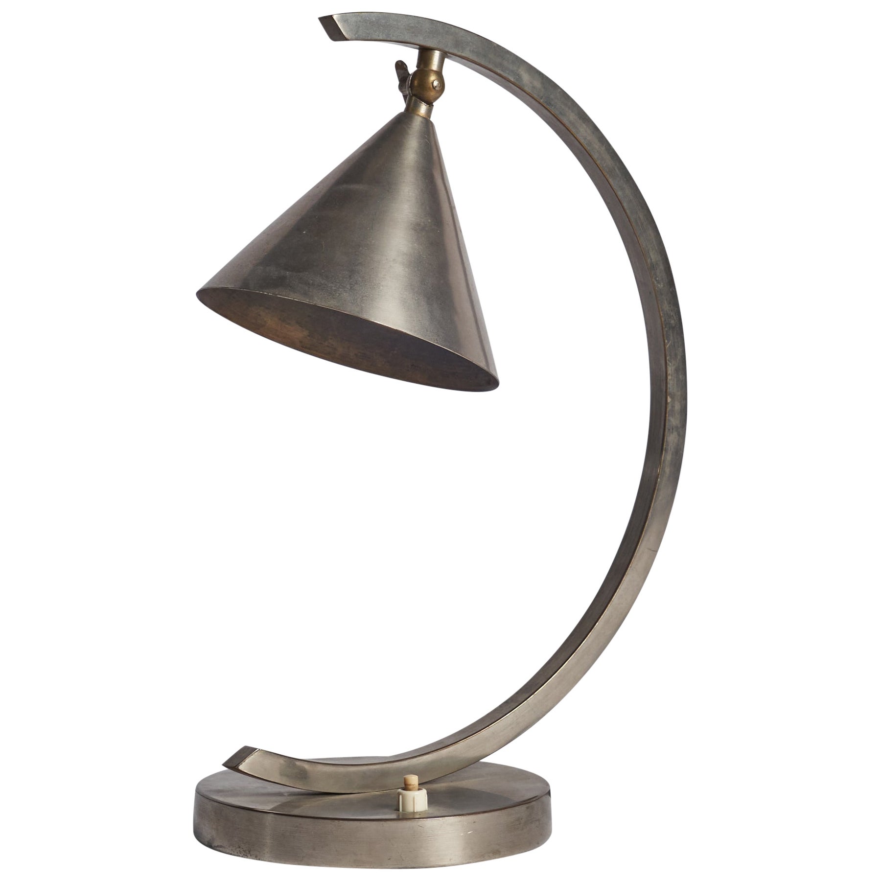 Dutch Designer, Table Lamp, Aluminium, Netherlands, 1930s For Sale