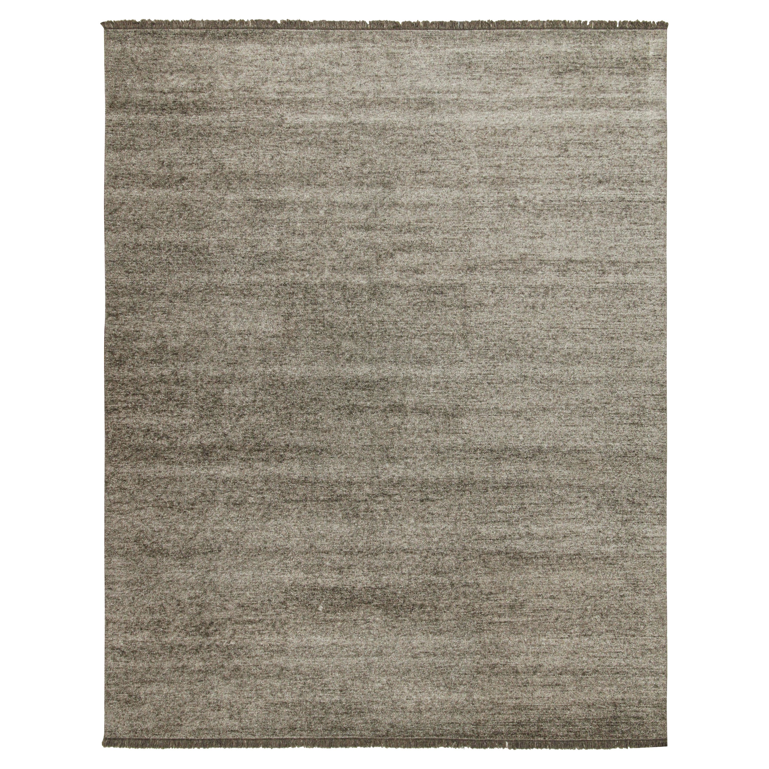 Rug & Kilim's Moderner Teppich in massivem Silber-Grau Ton-in-Ton-Streifen