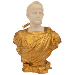 Antique Italian 19th Century Neo-Classical St. Marble & Ormolu Bust