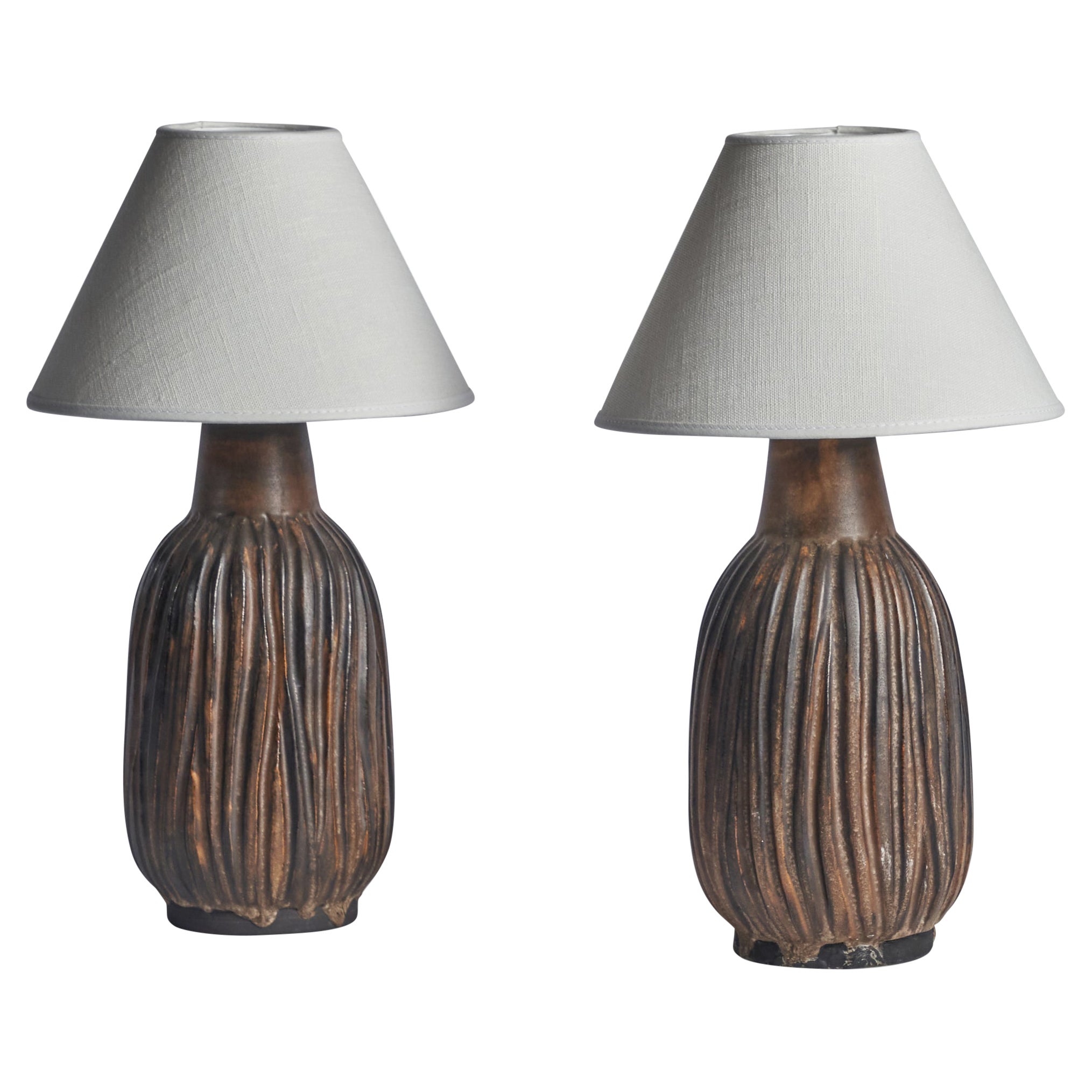 Irma Yourstone, Table Lamps, Stoneware, Sweden, 1960s