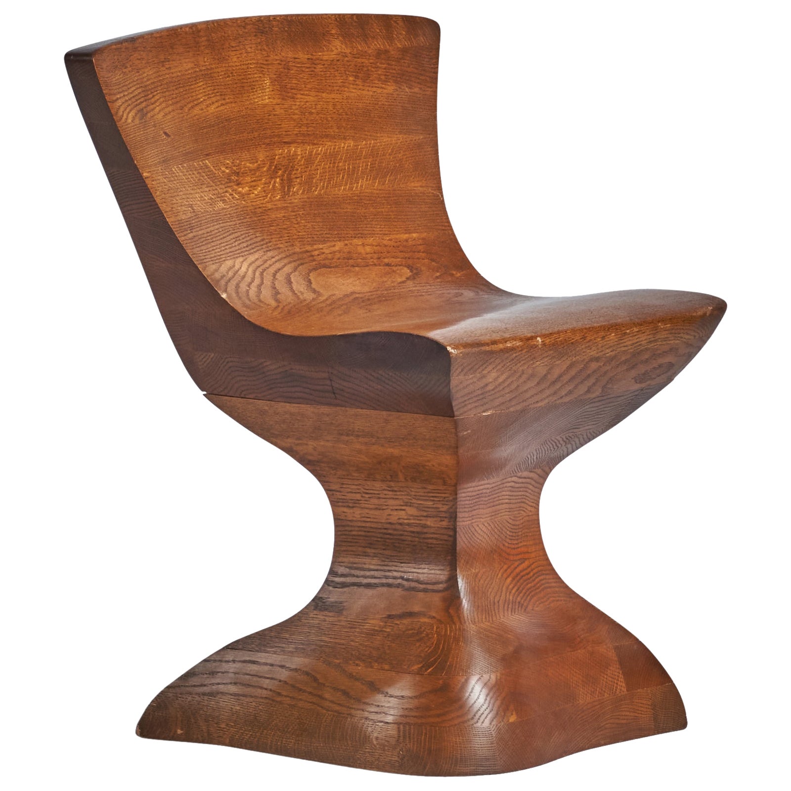 American Designer, Side Chair, Oak, USA, 1980s For Sale