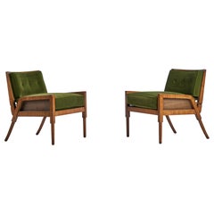 Mastercraft, Lounge Chairs, Wood, Cane, Fabric, USA, 1940s