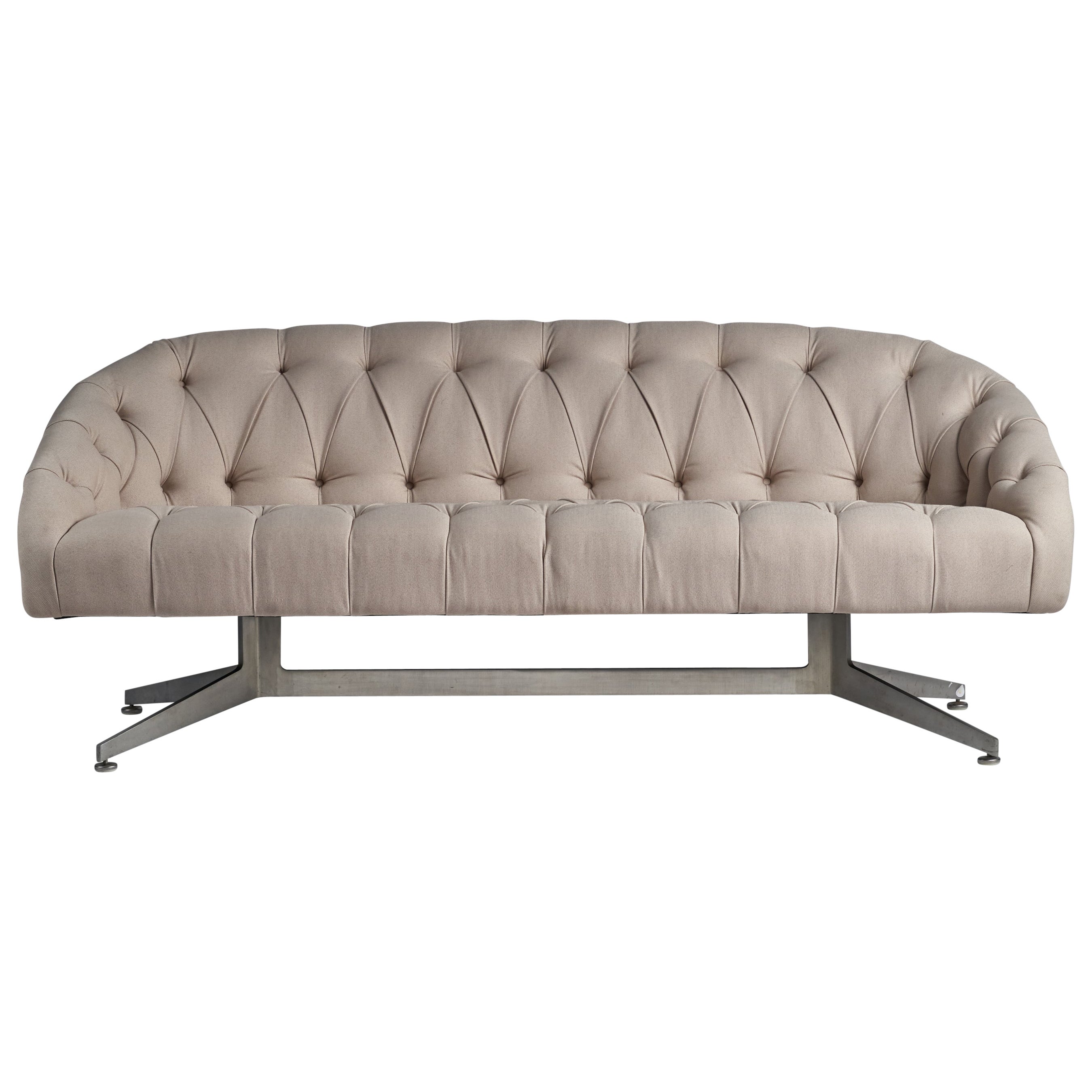 Ward Bennet, Sofa, Aluminium, Fabric, USA, 1950s For Sale